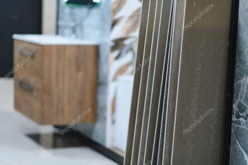 Muestra de materiales resistentes para cocinas y baños